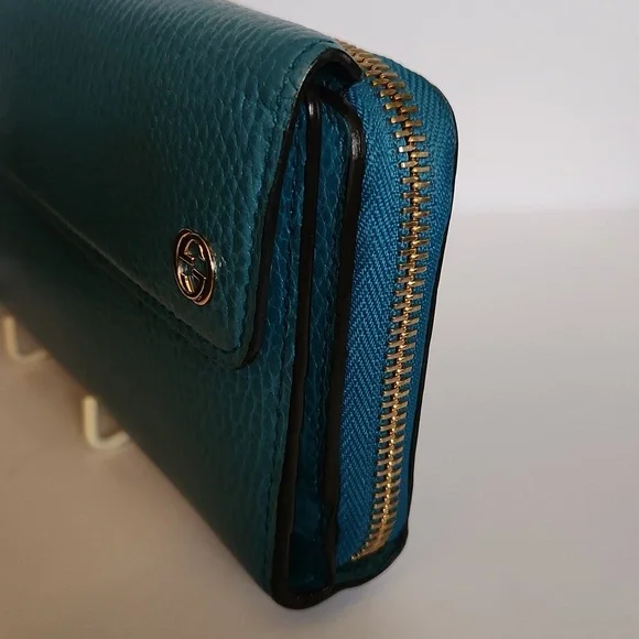 Gucci Interlocking GG Long Doublesided Wallet- Turquoise w/Box - Picture 5 of 14